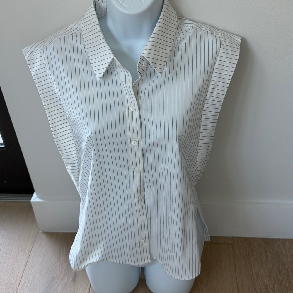 Heartloom White Sleeveless Pinstripe Button-Down Shirt